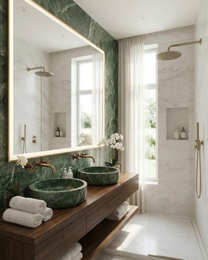 Vasque en marbre - ronde - Vert du Guatemala