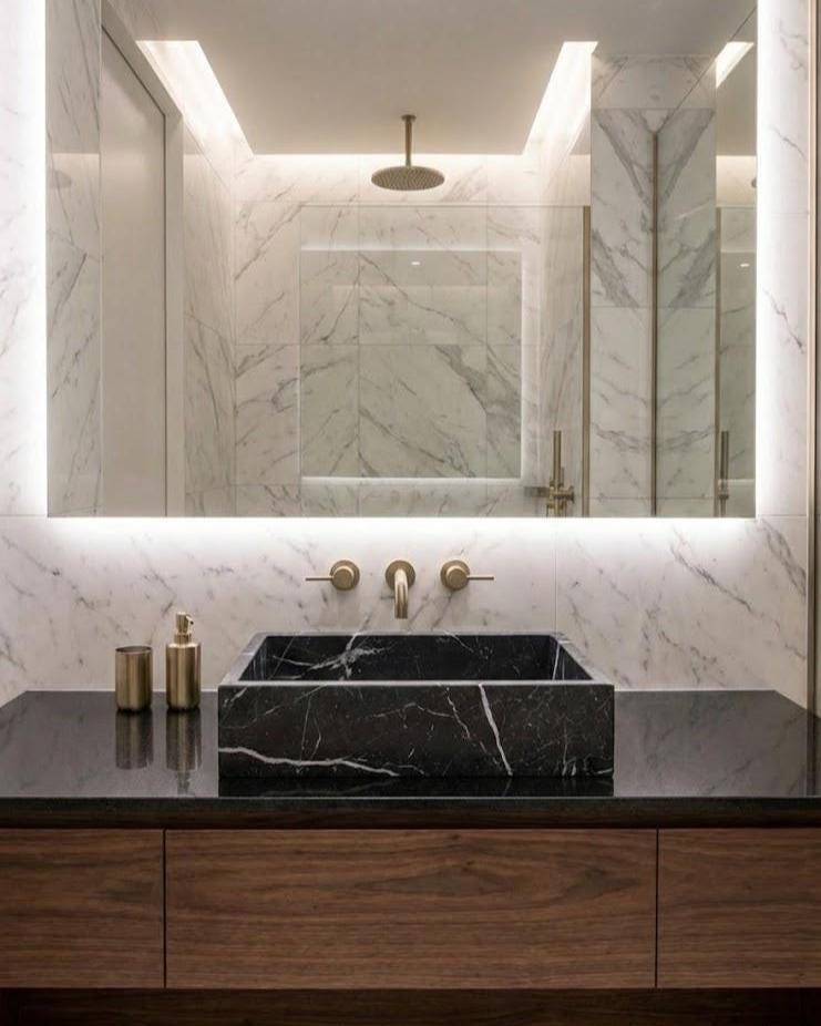 Vasque en marbre - rectangle - Noir Impériale