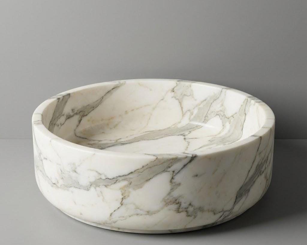 Vasque en marbre - ronde - Blanc Calacatta