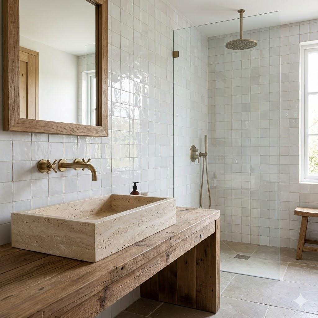 Vasque en marbre - rectangle - Travertin