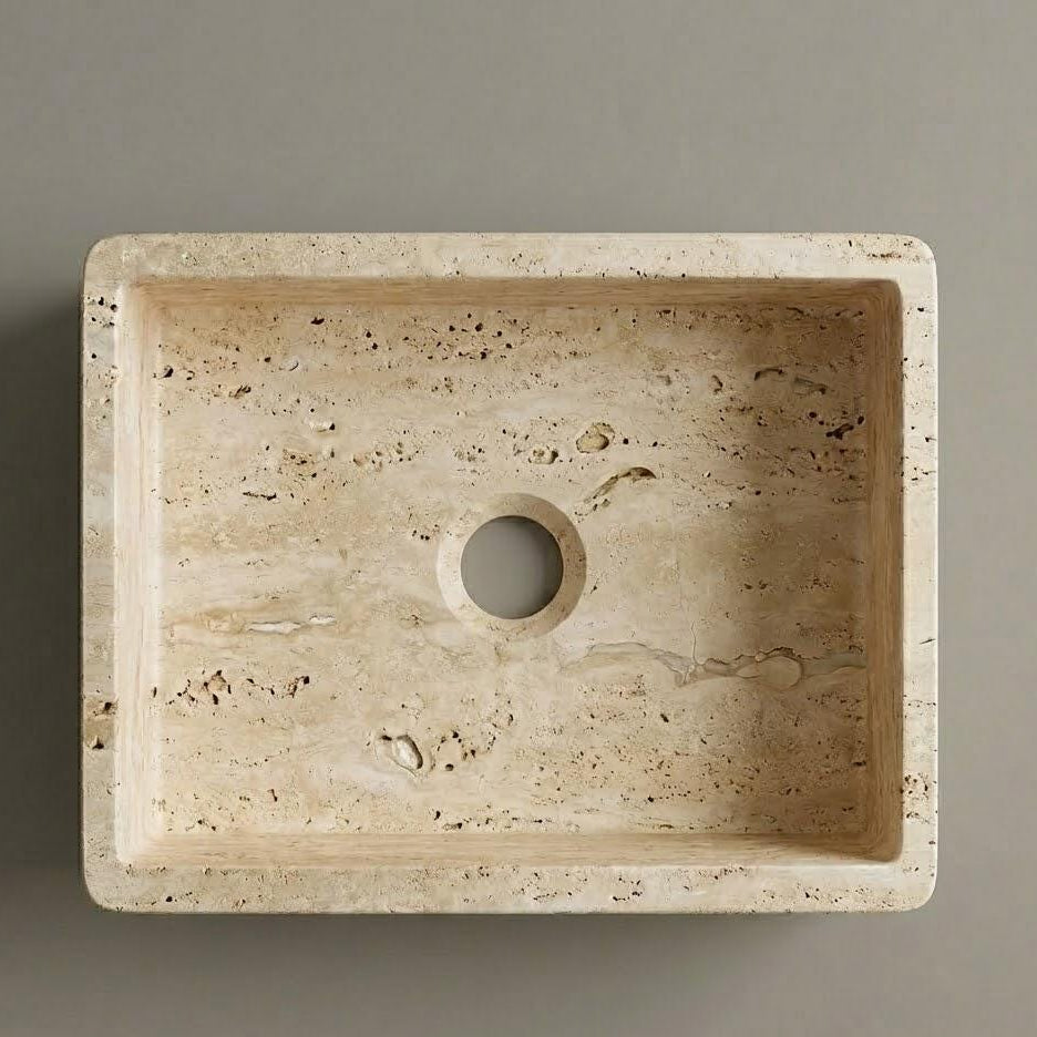 Vasque en marbre - rectangle - Travertin