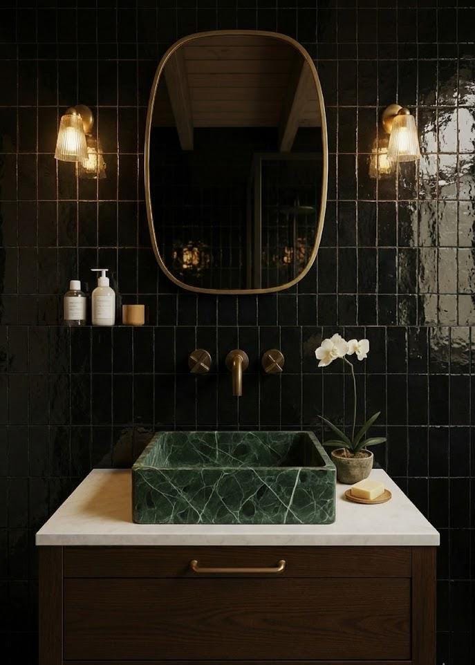 Vasque en marbre - rectangle - Vert Guatemala