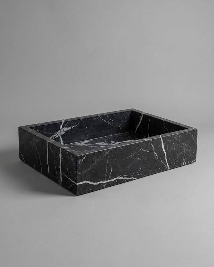 Vasque en marbre - rectangle - Noir Impériale