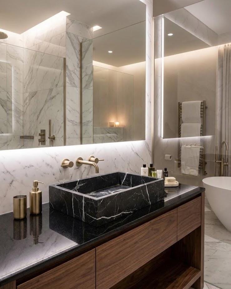 Vasque en marbre - rectangle - Noir Impériale