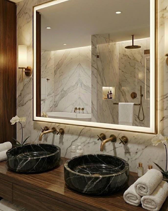 Vasque en marbre - ronde - Noir Impériale