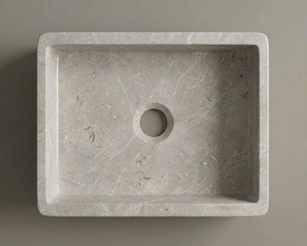 Vasque en marbre - rectangle - Gris Perlino Bianco