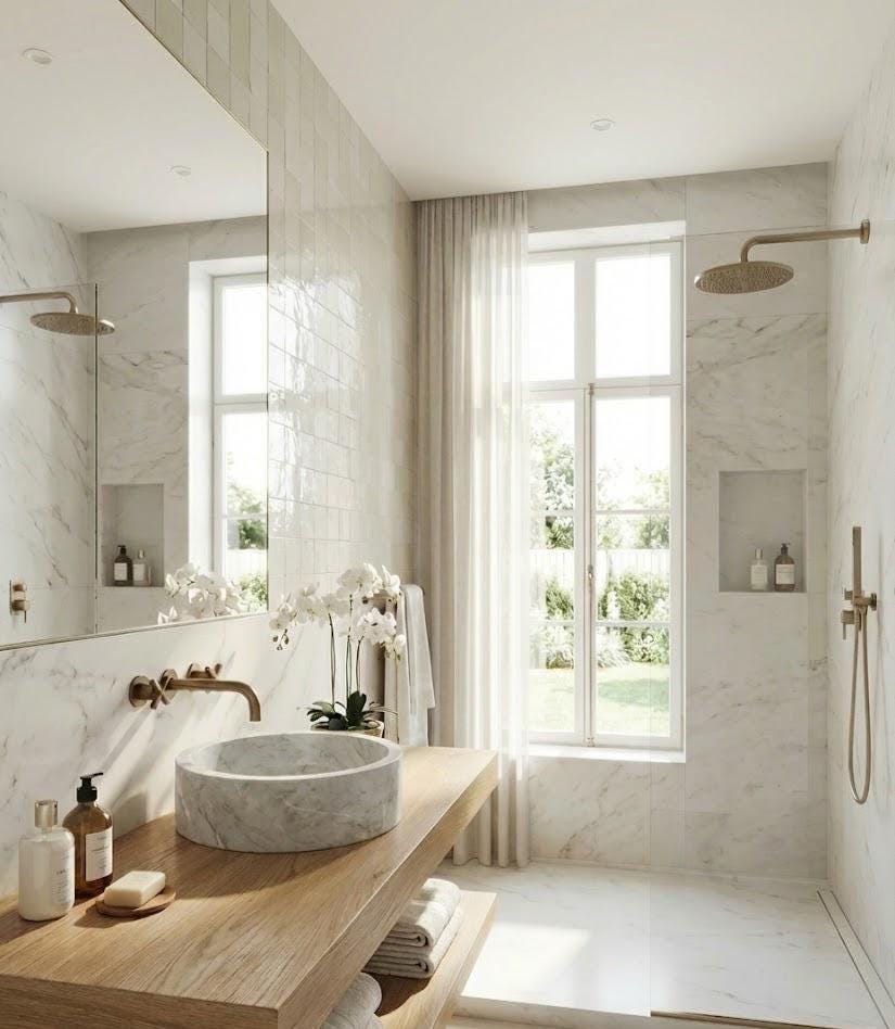 Vasque en marbre - ronde - Blanc Calacatta