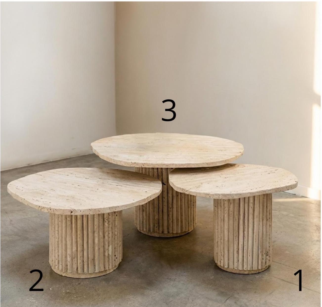 TRIO - Tables basses organiques en travertin
