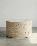 Table basse cylindre travertin
