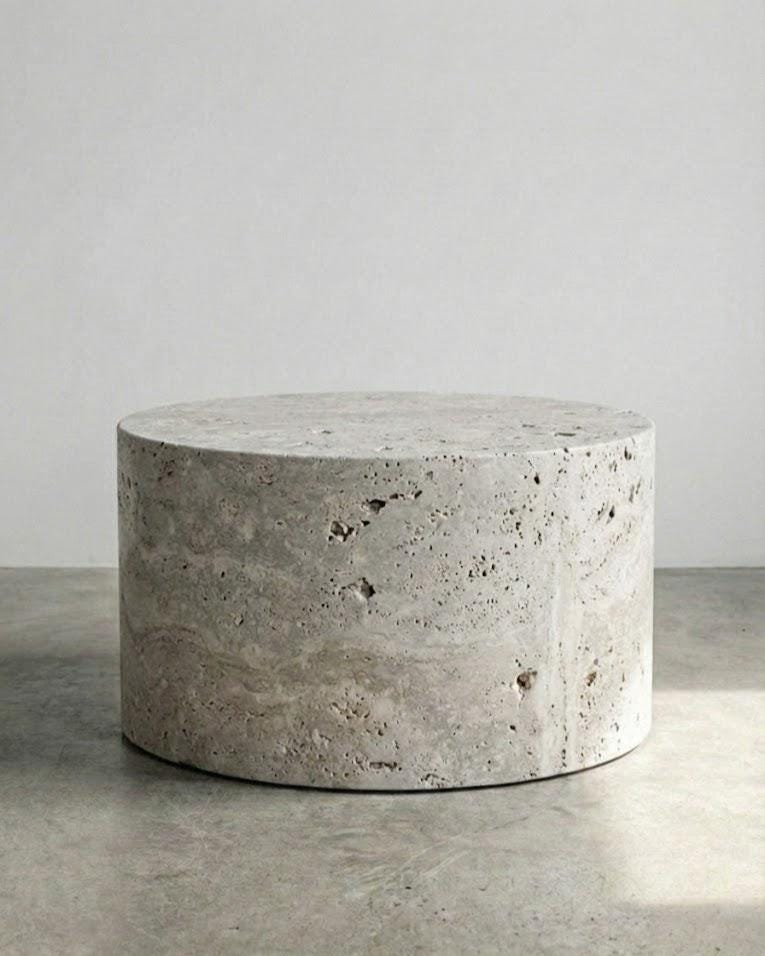 Table basse cylindre travertin