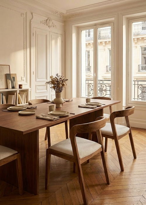 CASABLANCA Chaise en noyer et bouclette