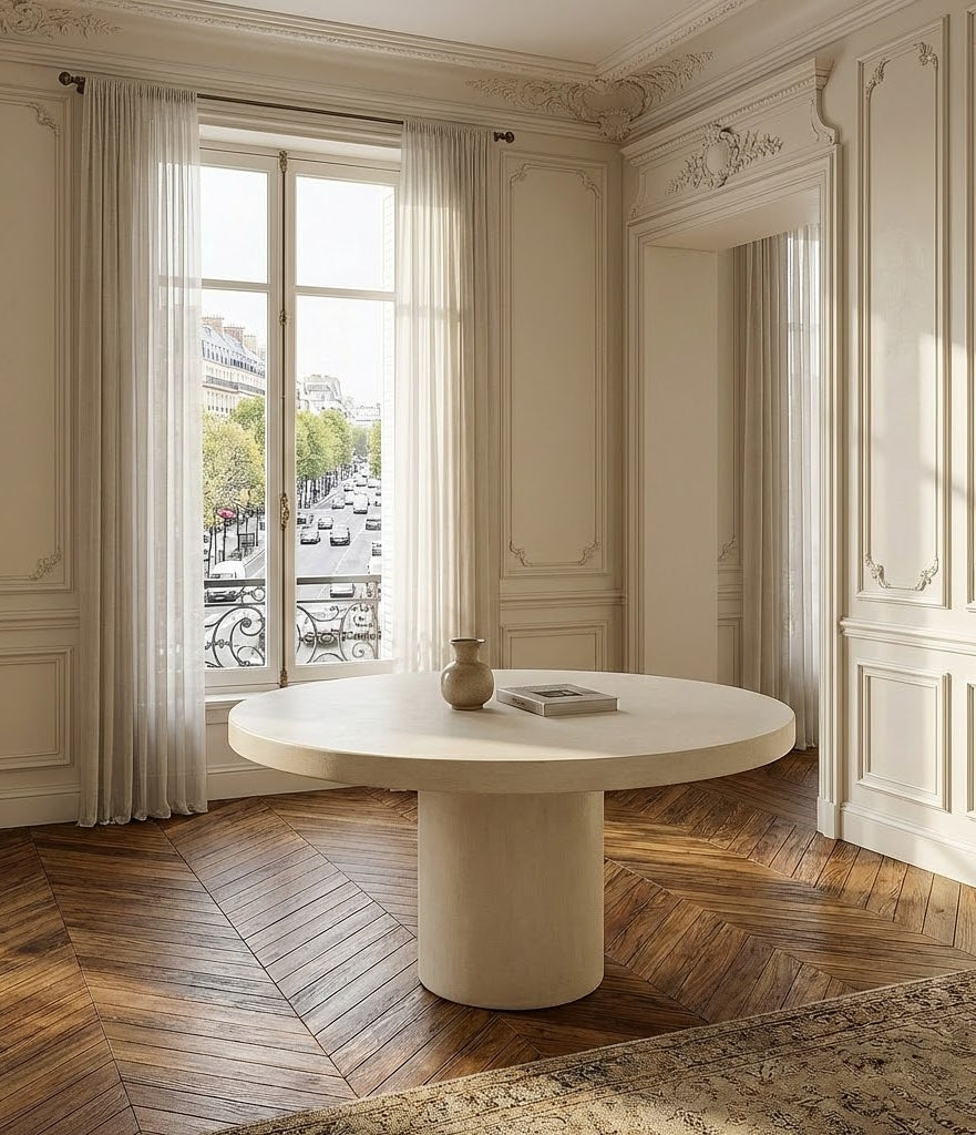 Table à manger en microciment ciré