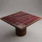 Table en noyer et plateau en zellige