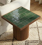 Table basse en noyer et plateau en zellige personnalisable