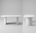 Table ovale en microciment ciré et pieds demi lune